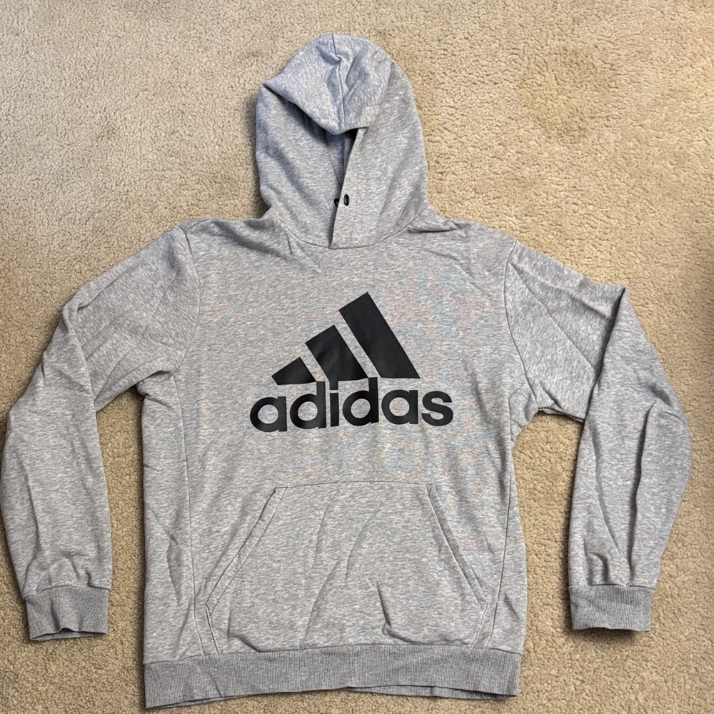 Adidas Light Gray Hoodie with Black Logo